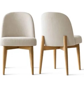 Linen Upholstered Parson Chair with Solid Wood Legs