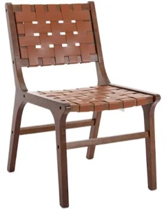 Woven Strips Faux Leather Farmhouse Dining Chairs Kitchen Solid Wood Chairs Modern Side Chairs With Wood Legs For Dining Room Living Room Bedroom Restaurant, Set Of 2