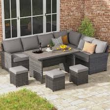 hinesville 7 piece rattan lounge dining with cushions(missing one box 1/3 and 3/3)