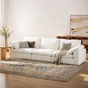 (Missing boxes) 110.2" Cloud Couch,Oversized Modular Comfy Sofa for Living Room, L Shaped  Sectional Couches,Deep 3-Seat with Ottoman