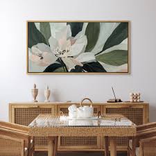 abstract sage green botanical flower art mid century modern boho wall art horizontal art decor