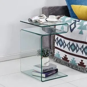 glass nightstand,side table,s-shaped end table for living room,bedside table for bedroom