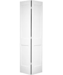 2 White Primed Smooth Solid Wood Core 2-Panel Bifold Door