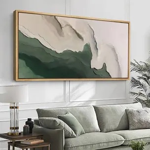 faux texture abstract green minimalist modern artwork - extra large framed wall art canvas print