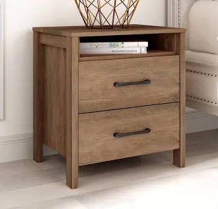 Knotty Oak Colored Allysyn 22.7" 2 Drawer Nightstand
