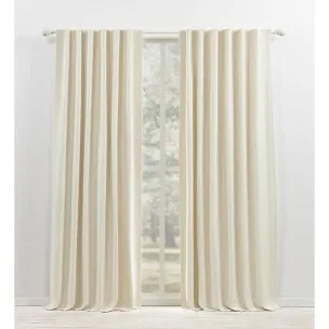 Rossa Premium 100% Cotton Herringbone Room Darkening Rod Pocket w/ Back Tabs Single Curtain Panel