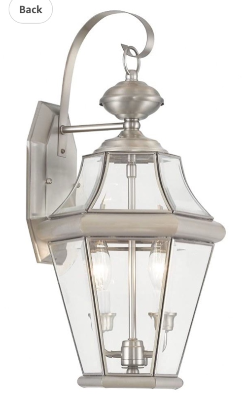 Livex Lighting 2261-91 Georgetown 2 Light Outdoor Wall Lantern, Brushed Nickel
