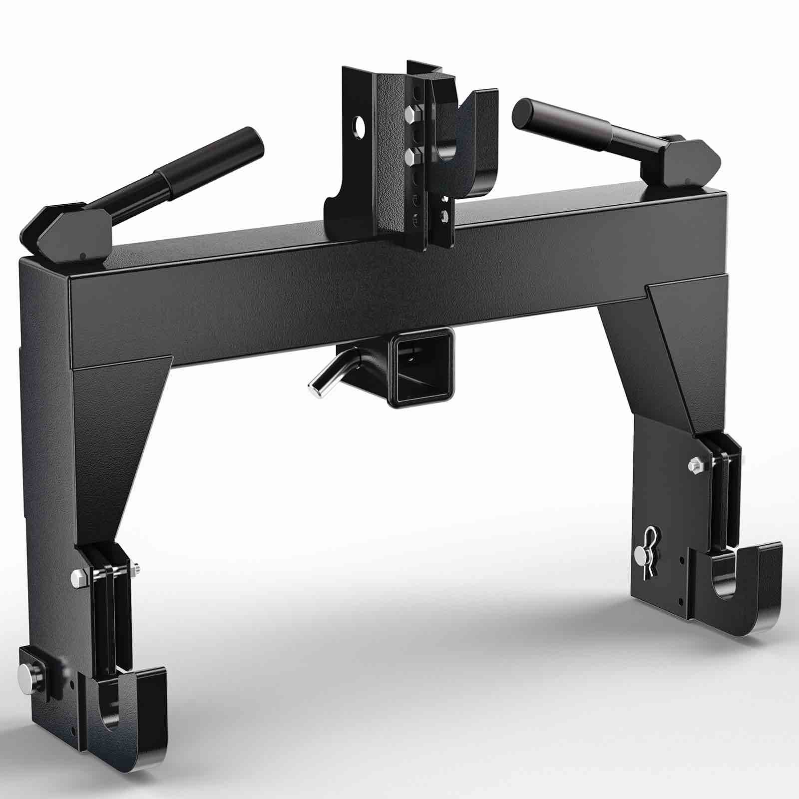 garvee 3 point quick hitch for category 1 & 2 tractors, 3000 lbs lift, heavy-duty steel, easy install, dual receivers, black, farm use 