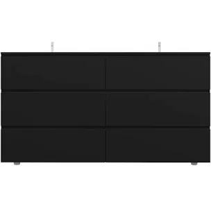6 Drawer 47.2" W Wood Modern Double Dresser black 