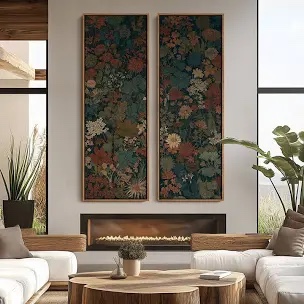 vintage landscape wall art - 20x60 inches framed canvas set of 2