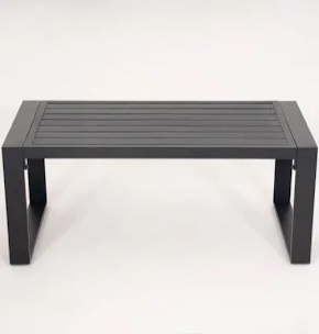 sleek rectangular aluminum outdoor coffee table