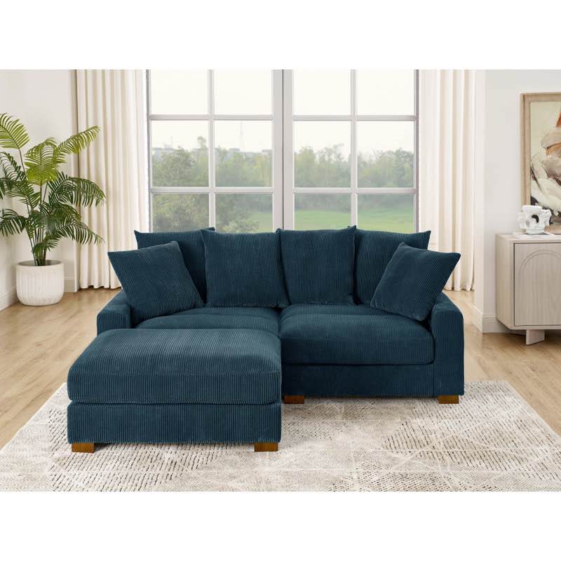 122" Upholstered Corduroy Sofa With Solid Wood Legs