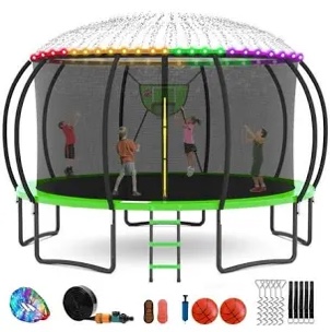 Fiziti Trampoline Series 16' Round Backyard Trampoline With Safety Enclosure