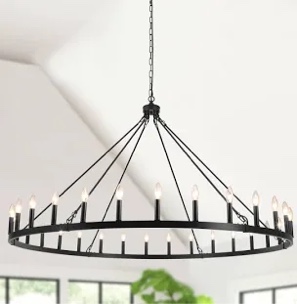 Yeraldine 36 - Light 60in. Lagre Dimmable Wagon Wheel Chandelier