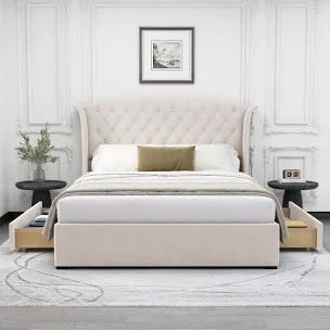 Tanikia Bed Frame with Storage Draw queen 