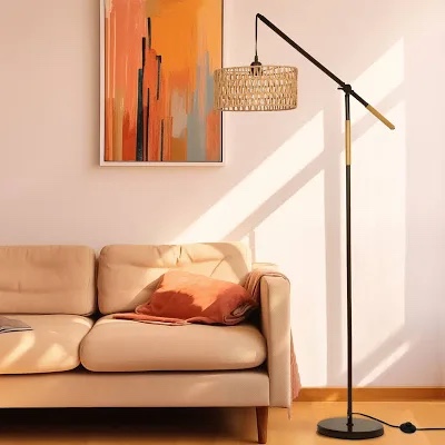 Aarzo 68" Rattan Arched/Arc Floor Lamp