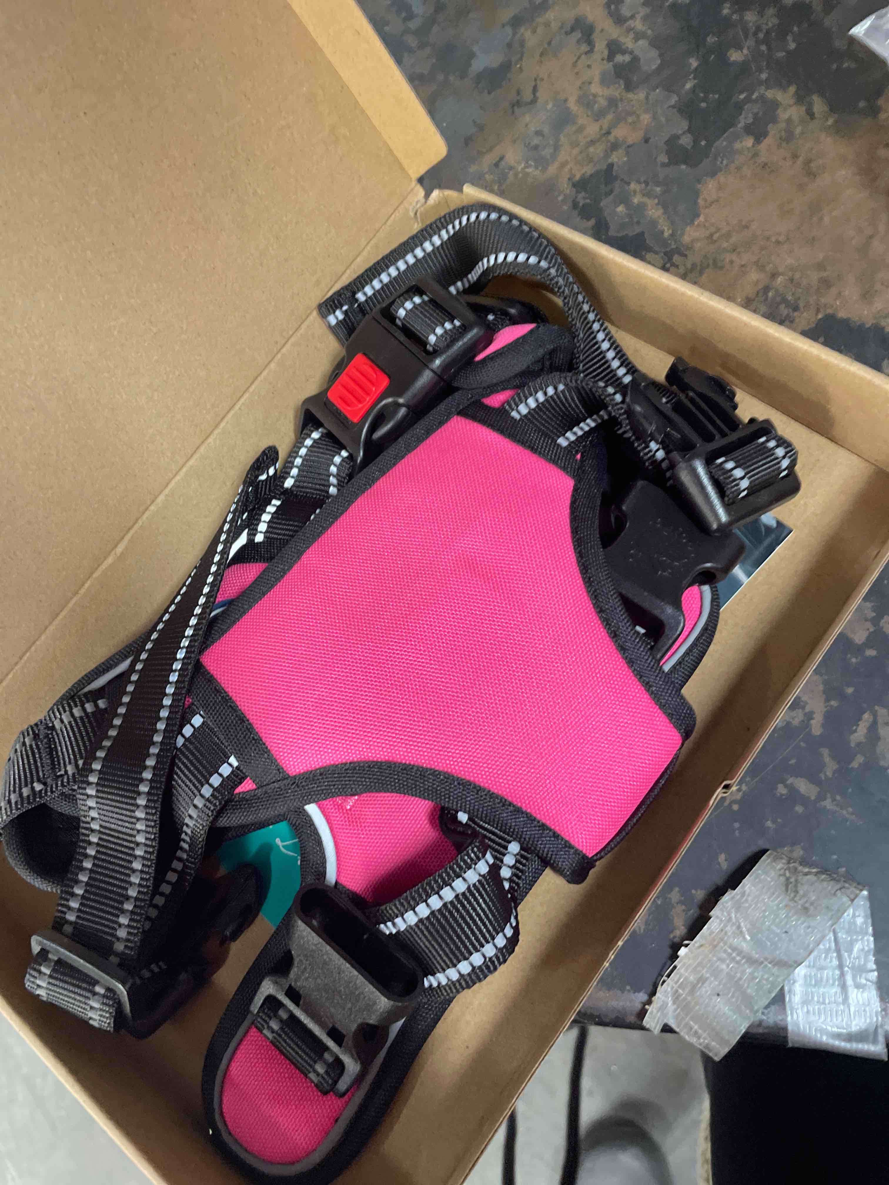 Condition photo showing New/Like New for rabbitgoo Dog Harness No Pull with 2 Leash Clips, Adjustable Soft Padded, Reflective Oxford No Choke Pet Vest with Easy Control Handle for Large Dogs, Hot Pink, L Large Hot Pink