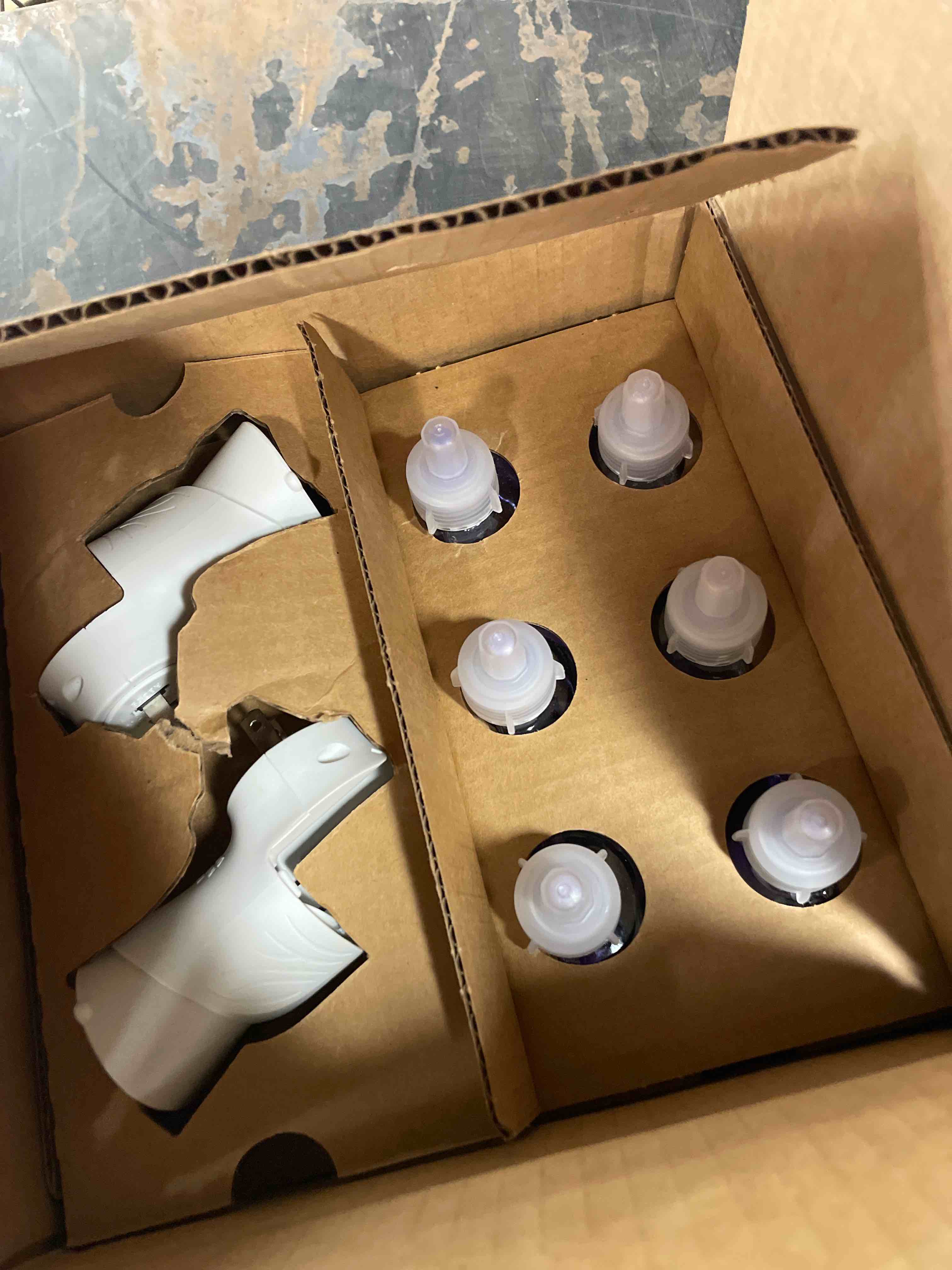 Condition photo showing New/Like New for Air Wick Plug in Scented Oil Starter Kit, 2 Warmers + 6 Refills, Lavender & Chamomile, Eco Friendly, Essential Oils, Air Freshener Lavender and Chamomile 8 Piece Set