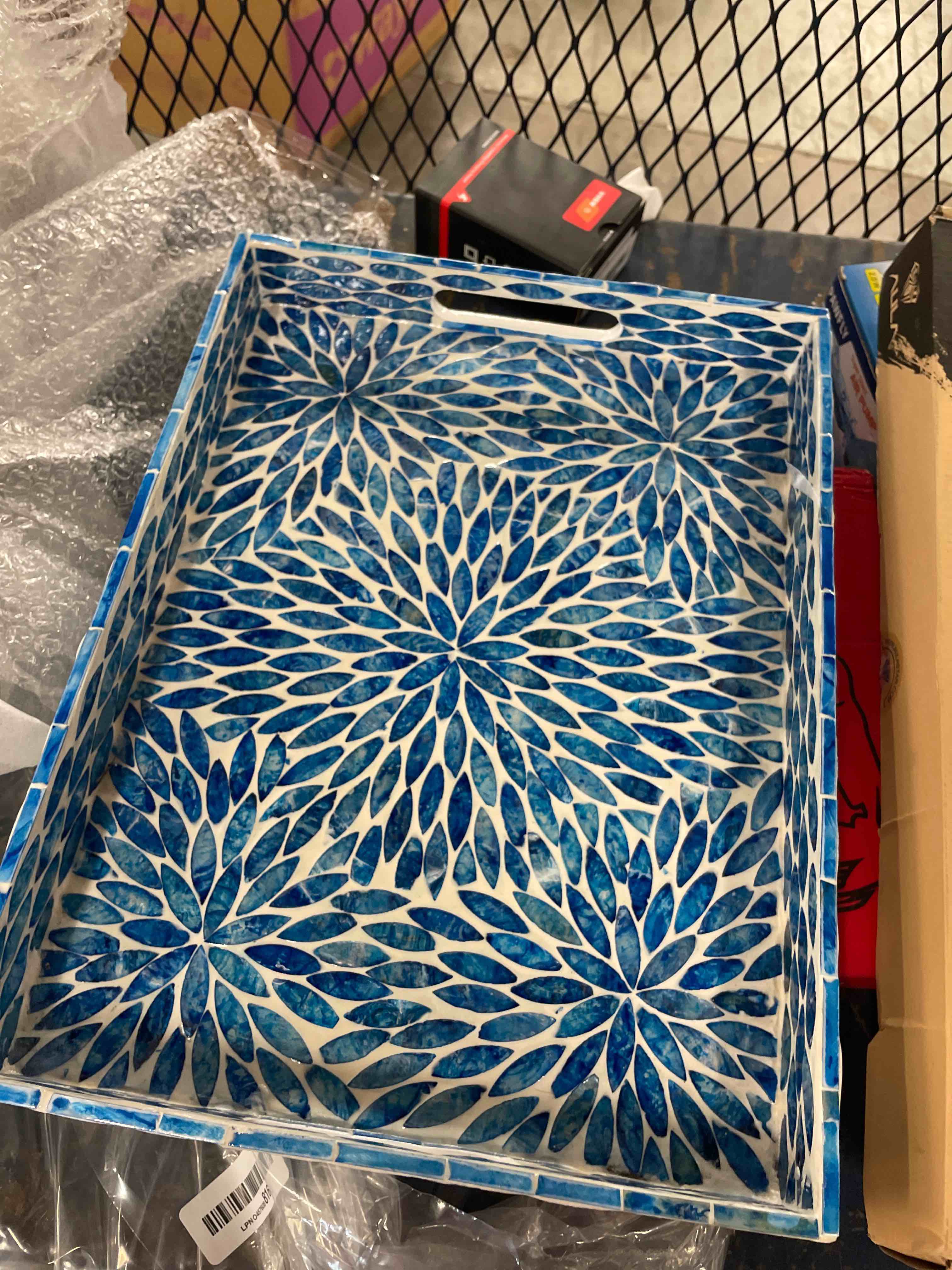Condition photo showing New/Like New for (similar)Decorative Serving Tray Lacquer Mother of Pearl Inlay Mosaic Trays for Living Room Kitchen Decor Coffee Table Tray for Tea, Table, Breakfast in Bed Trays 9.8In