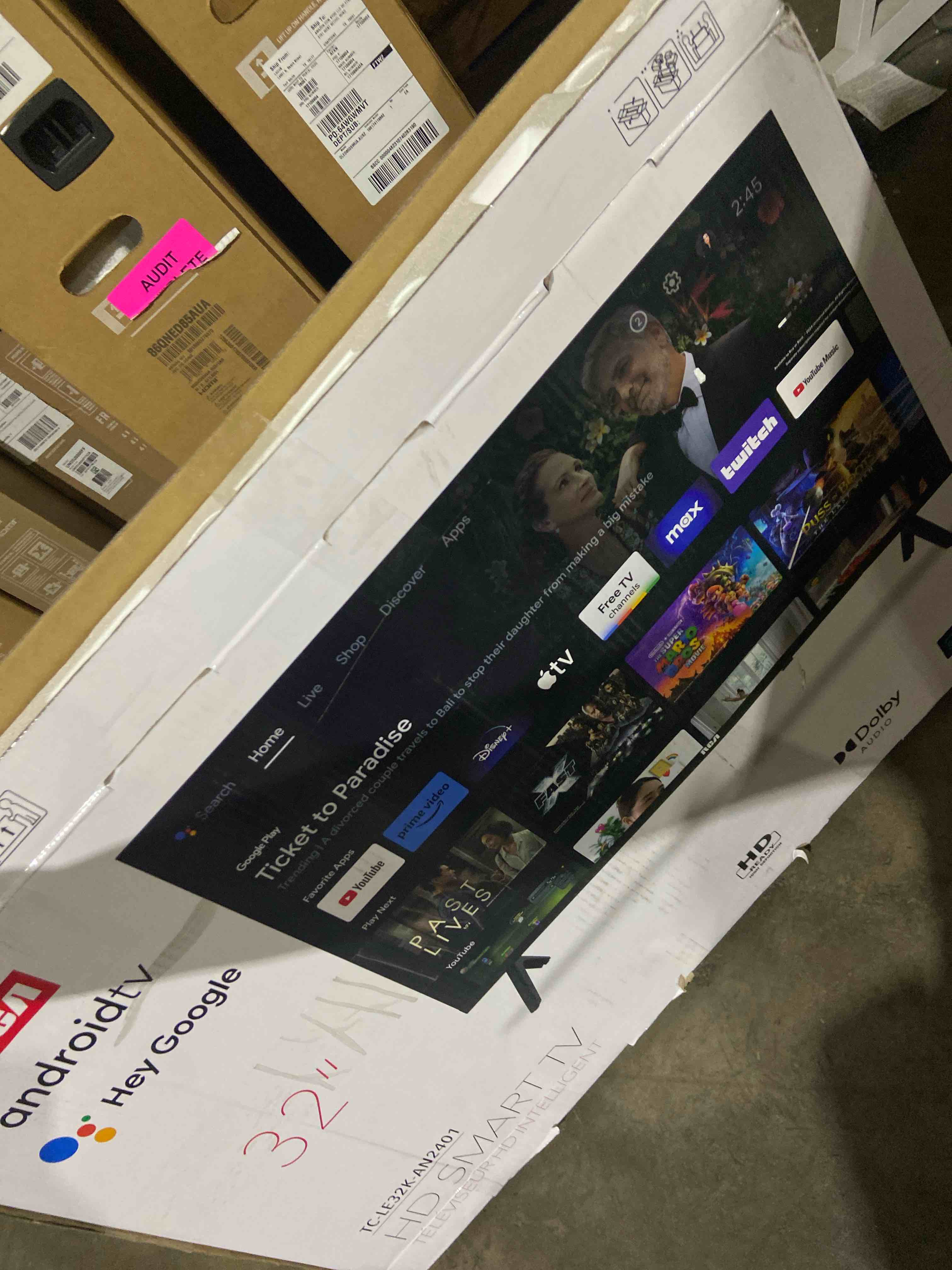 Condition photo showing New/Like New for RCA 32-Inch HD Smart Google TV, Frameless LED Display with HDR10, Wi-Fi and Bluetooth, Google Assistant Built-in, Compatible with Alexa