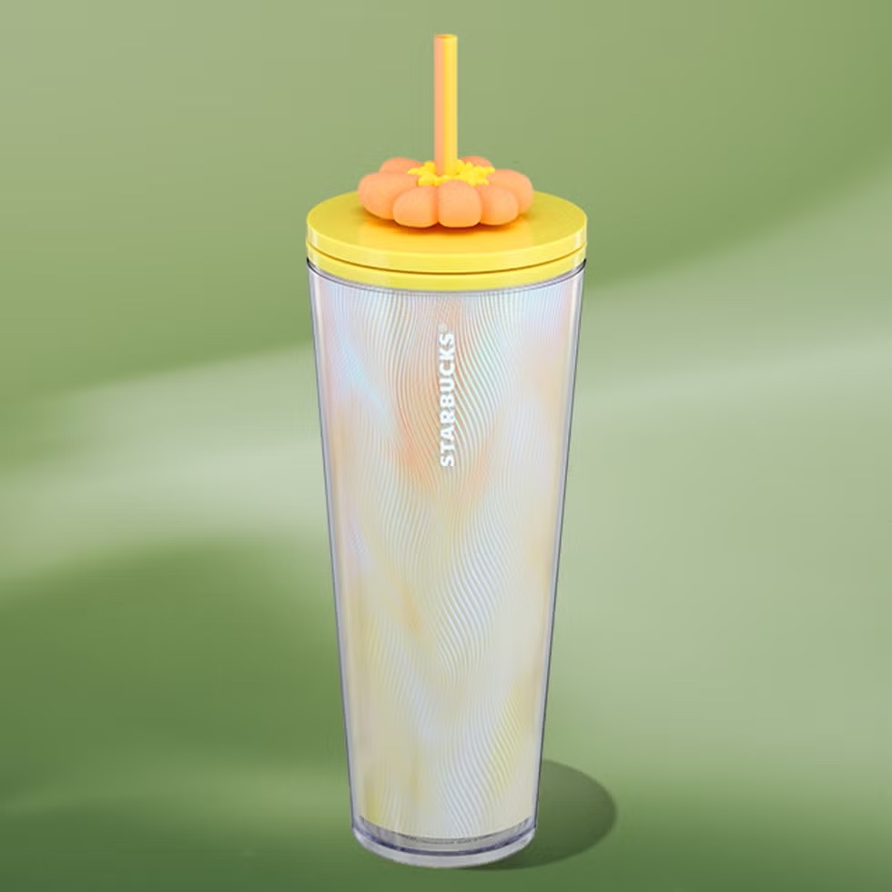 swirl cold cup with flower charm (24oz
