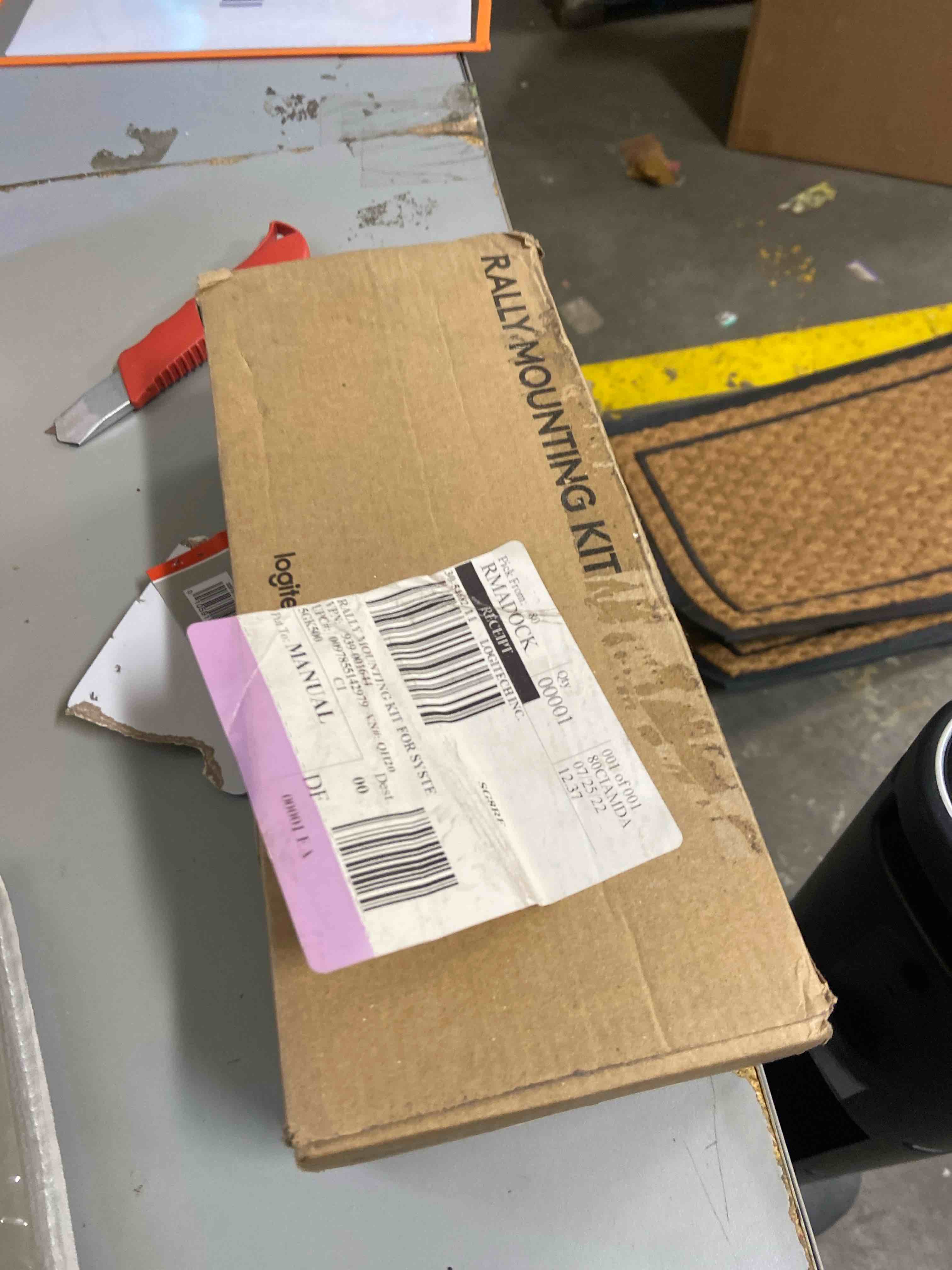 Condition photo showing New/Like New for video/rally mounting kit, compatible with logitech rally and rally plus mounting bracket for speaker, camera, table hub, and display hub (part: 939-001644)