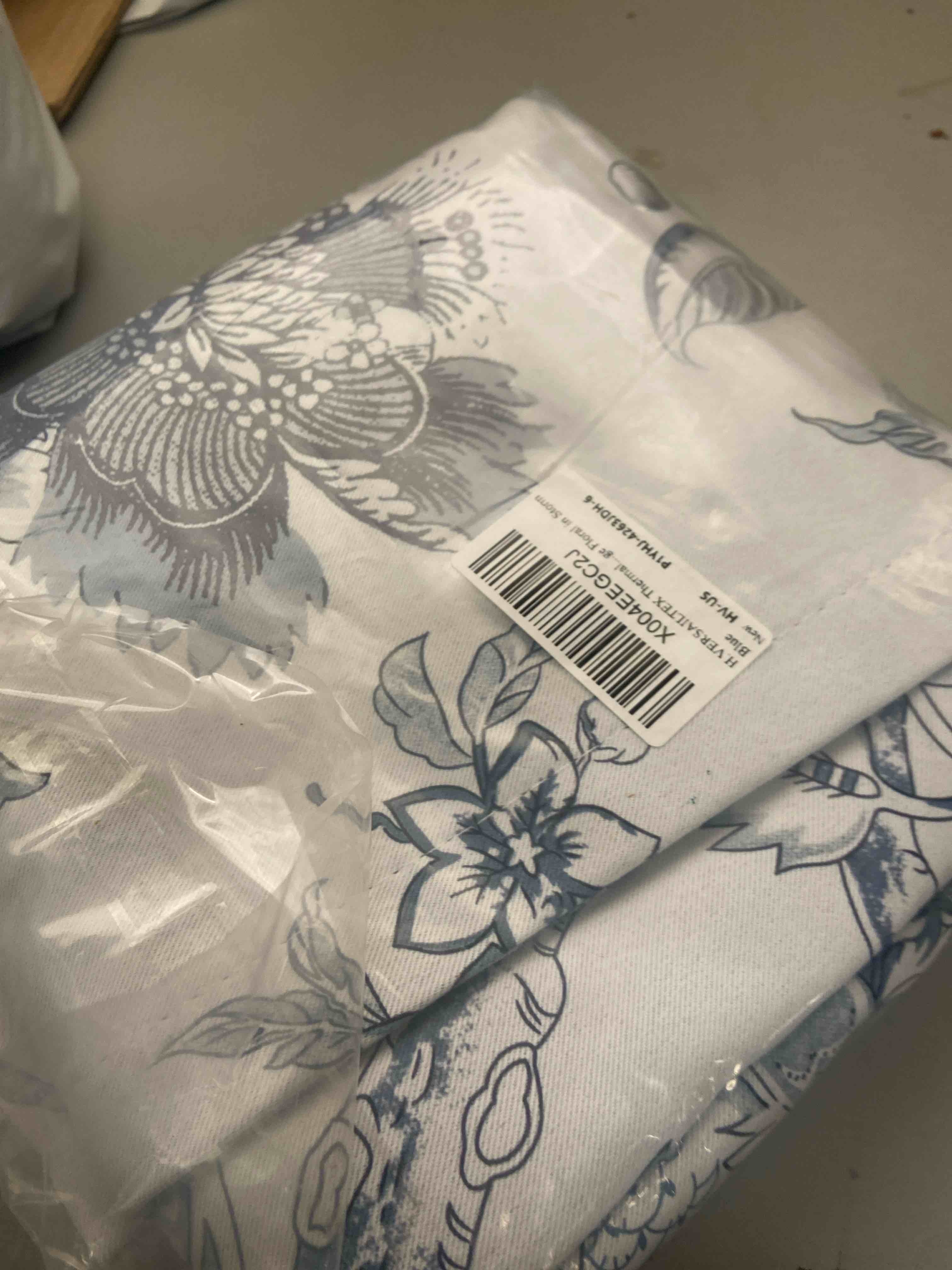 Condition photo showing New/Like New for h.versailtex thermal insulated blackout curtain adjustable kitchen tie up curtains rod pocket panel for small window-42 wide by 63" long-vintage floral in storm blue