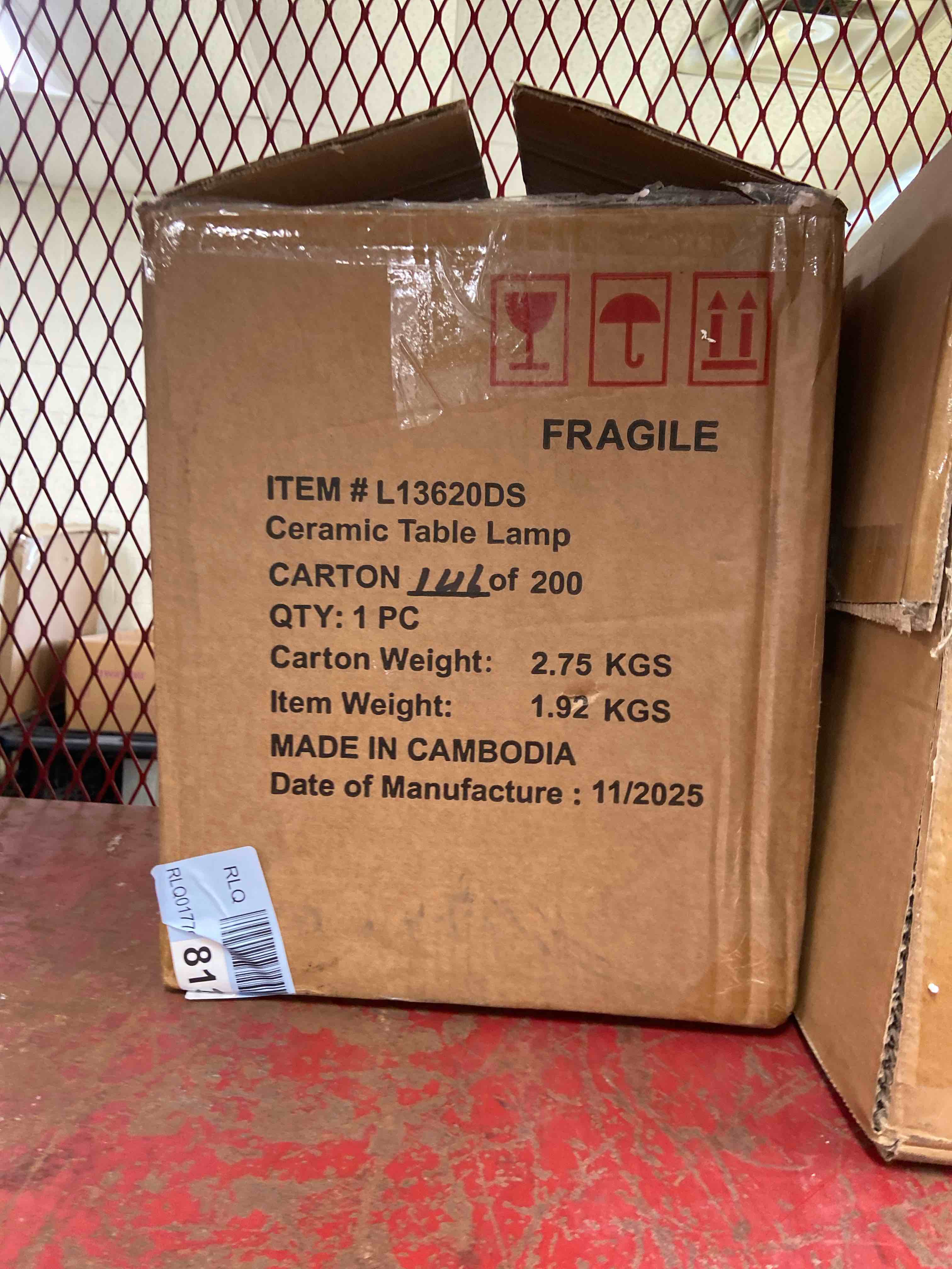 Condition photo showing New/Like New for prova ceramic table lamp gray finish - stylecraft: beige linen shade, no assembly required