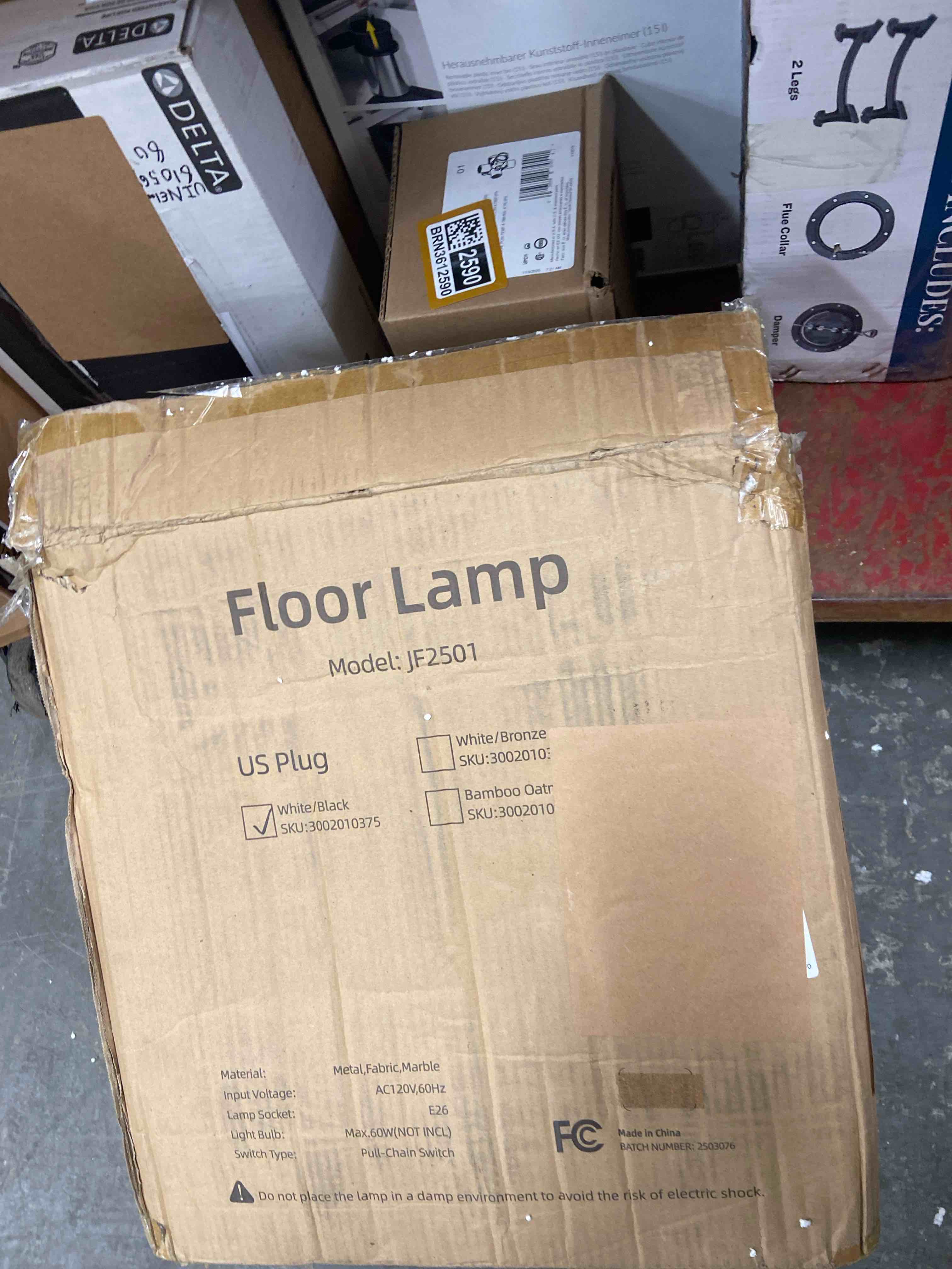 Condition photo showing Good Condition for nintiue dimmable floor lamp for living room, 11w led bulb included, modern standing lamp with marble base, tall pole light with white linen shade for bedroom reading office corner nursery-black