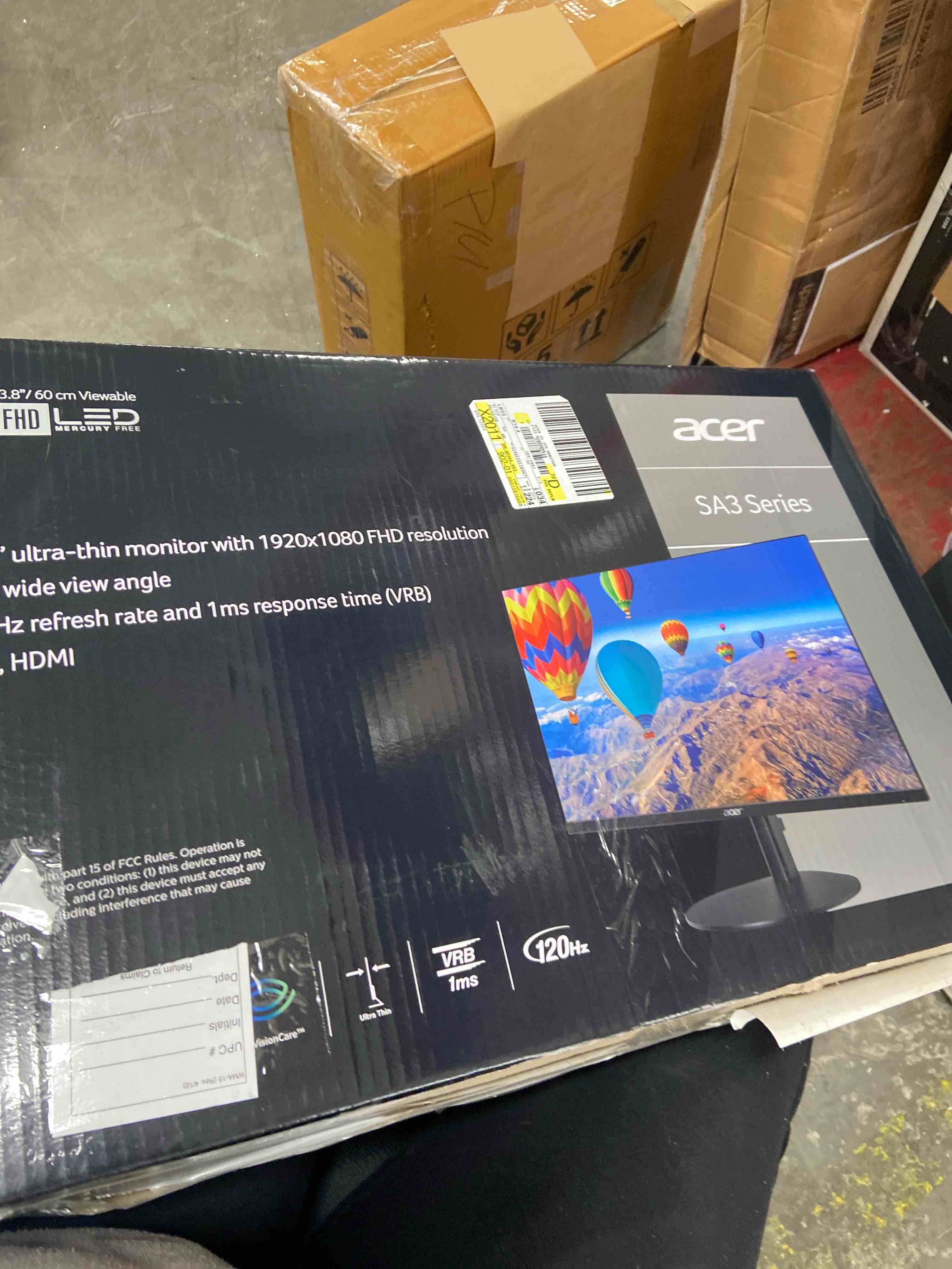 Condition photo showing As Is for acer 23.8” full hd (1920 x 1080) ultra-thin ips monitor, 75hz, 1ms vrb, sa241y bi, visioncare