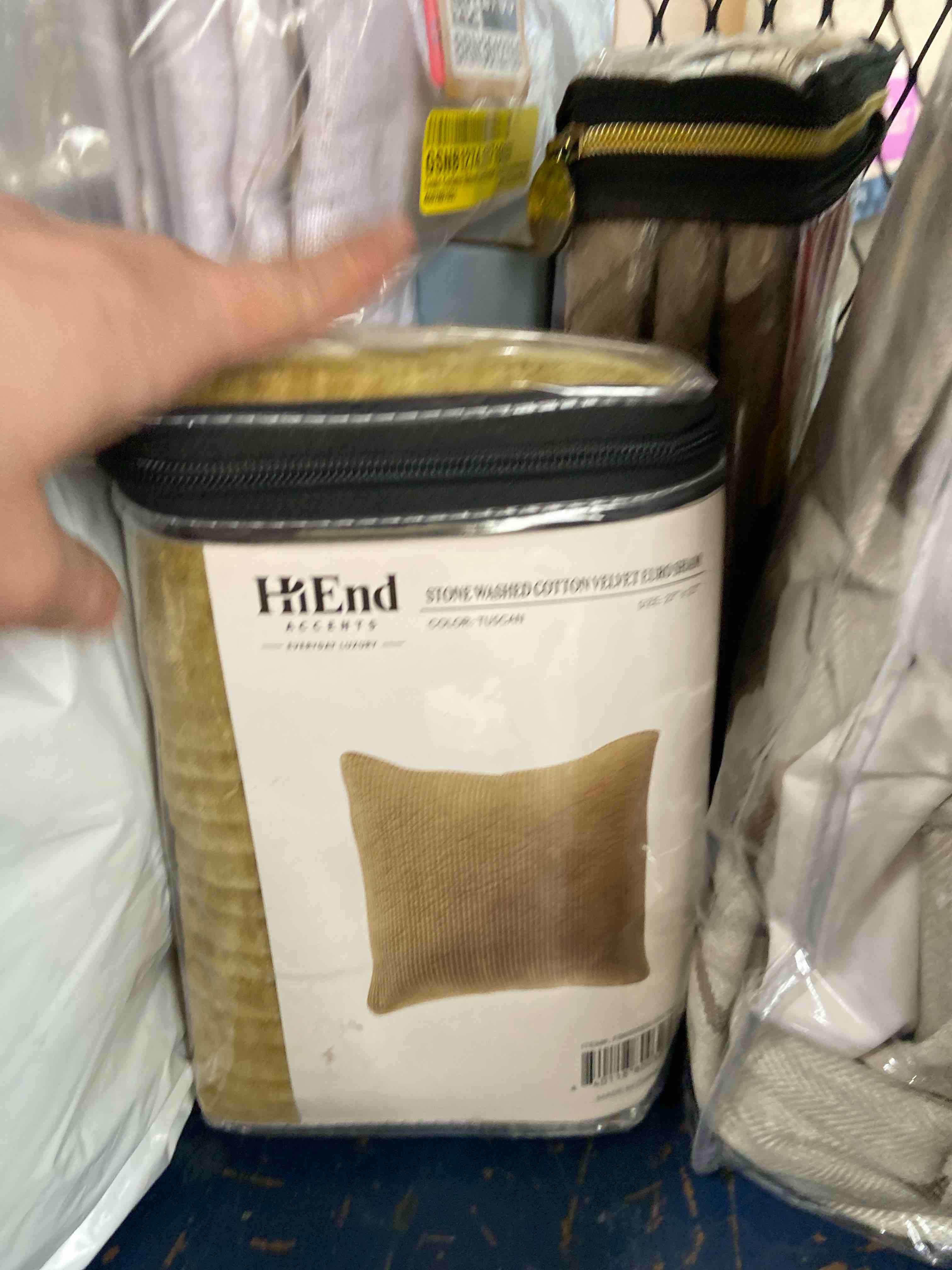 Condition photo showing New/Like New for hiend accents stonewashed velvet quilted euro sham, 27x27 inch, tuscan solid color, classic traditional rustic style luxury bedding (b084hm1hmg)