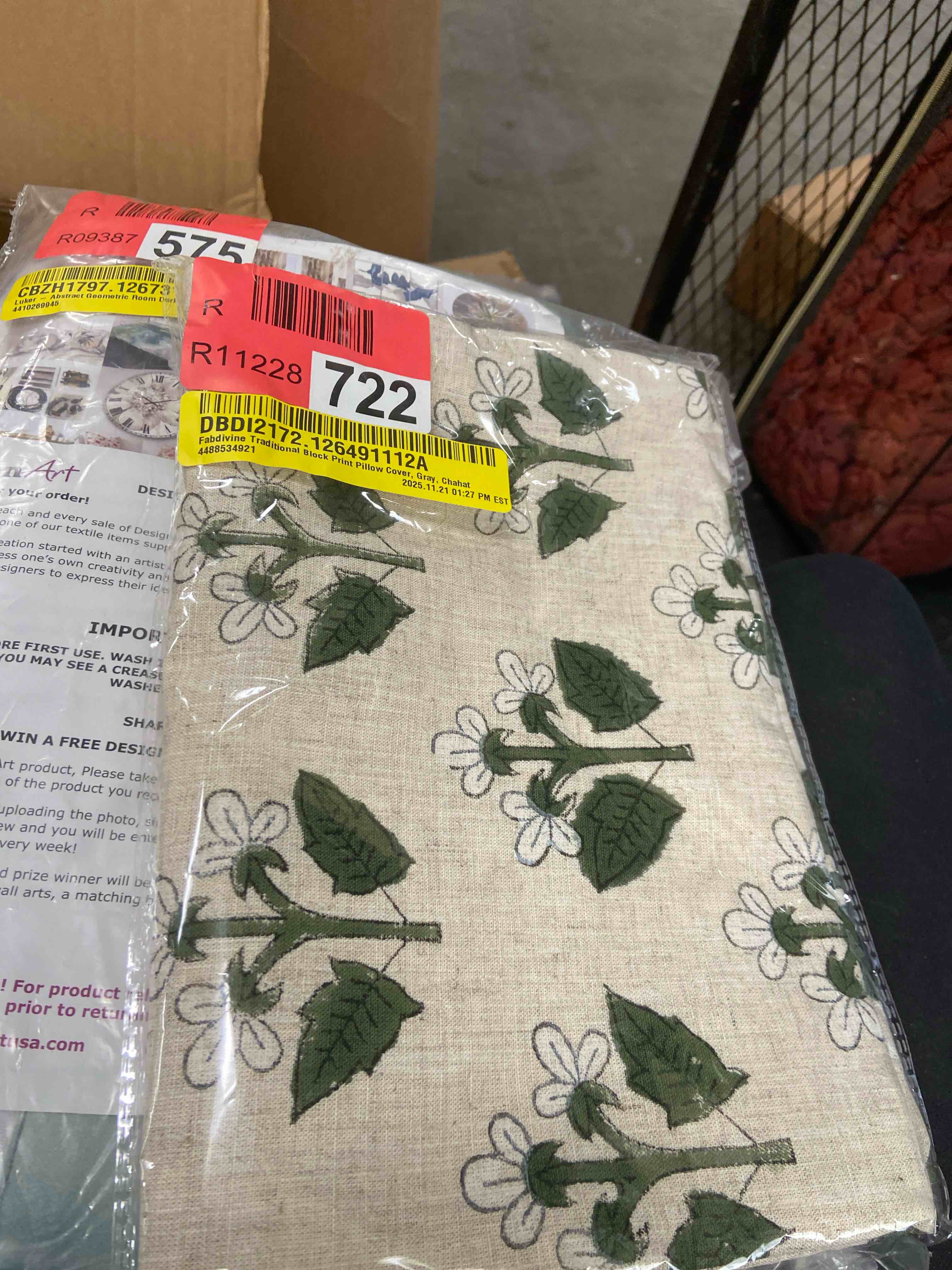 Condition photo showing New/Like New for fabdivine traditional block print pillow cover, gray, chahat