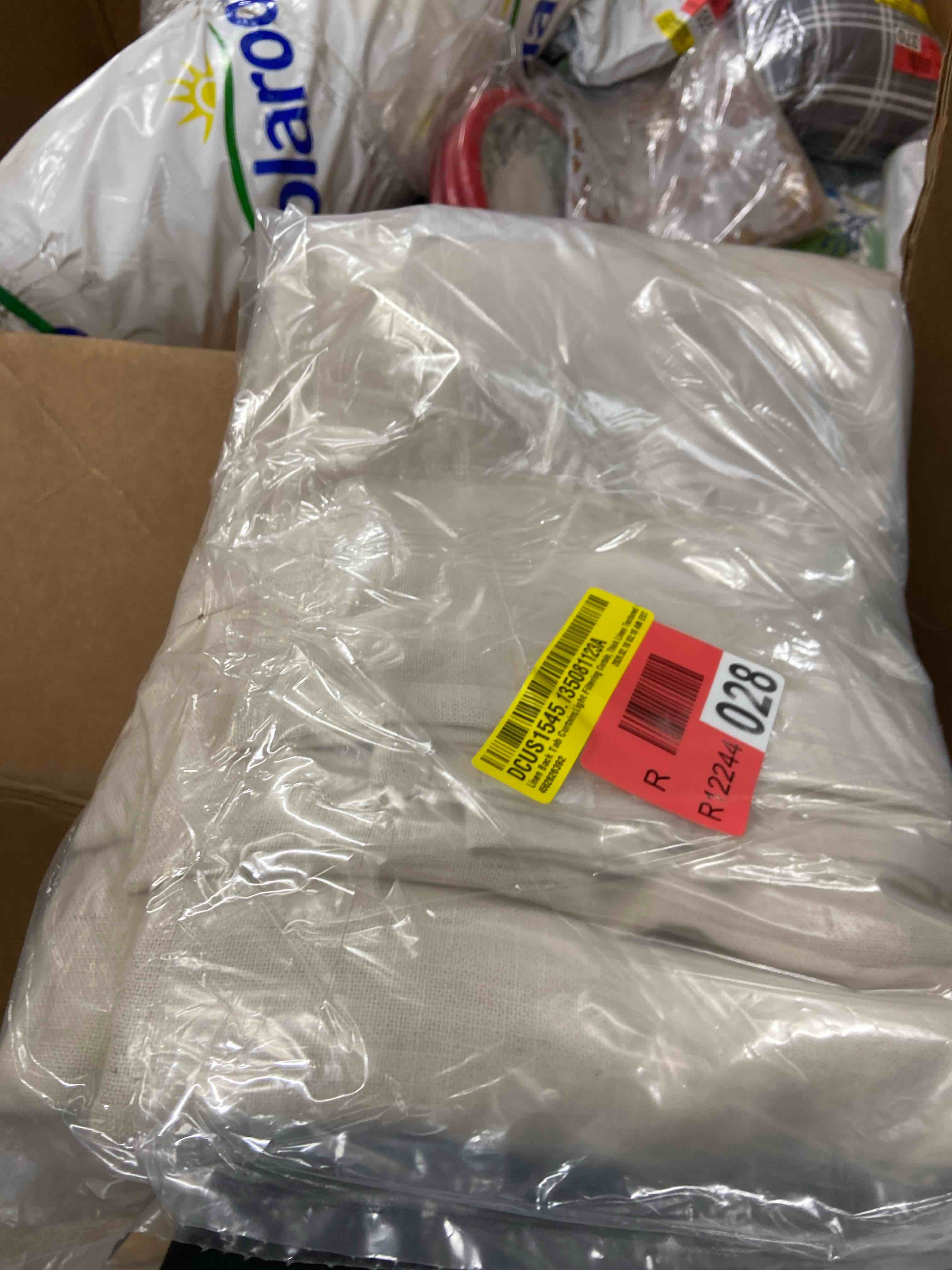 Condition photo showing New/Like New for linen back tab curtains, light filtering curtain, thick linen textured