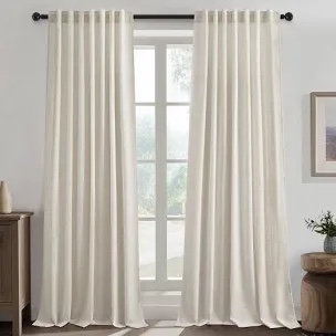 linen back tab curtains, light filtering curtain, thick linen textured