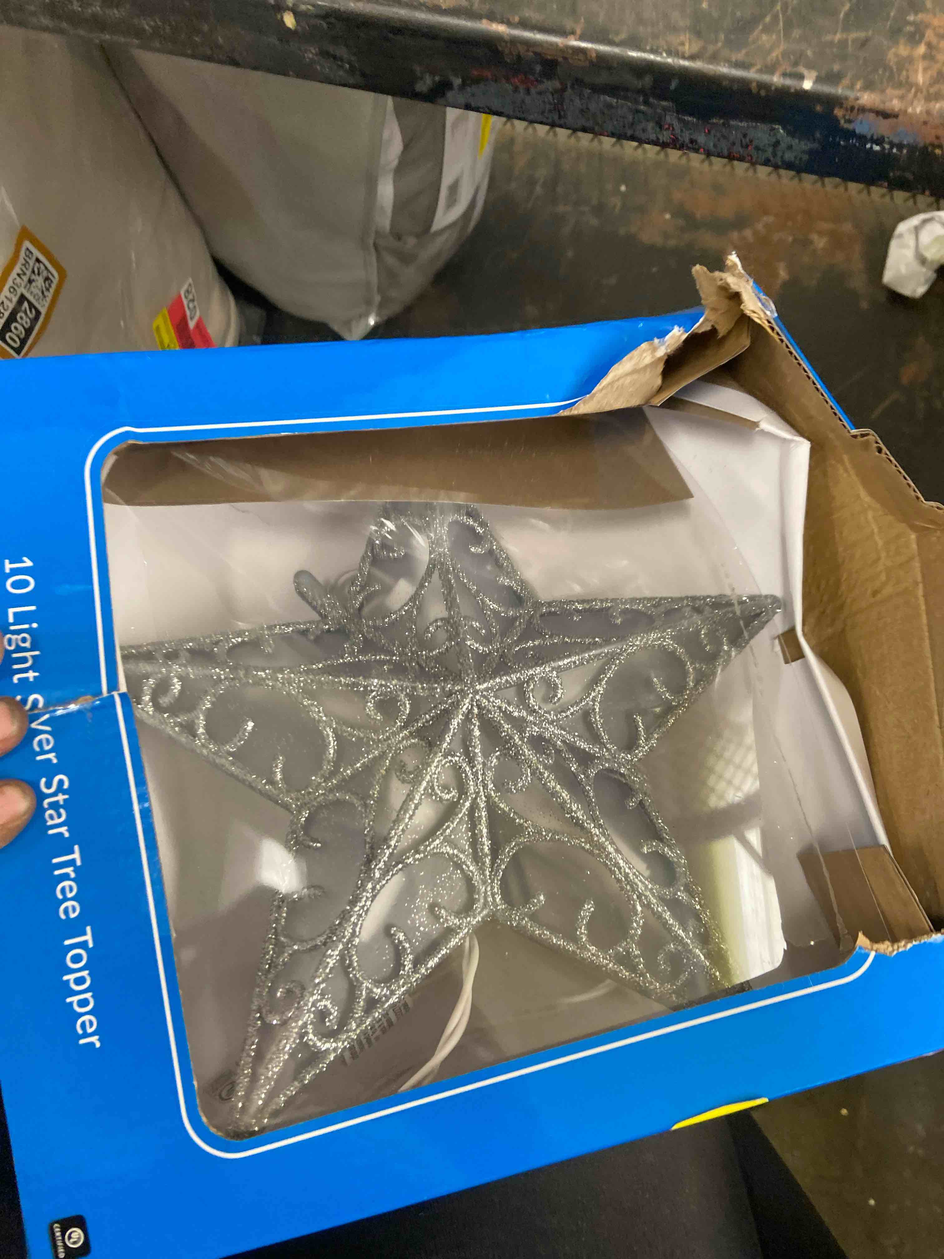 Condition photo showing New/Like New for northlight 9" gold and white glittered star led christmas tree topper - warm white lights