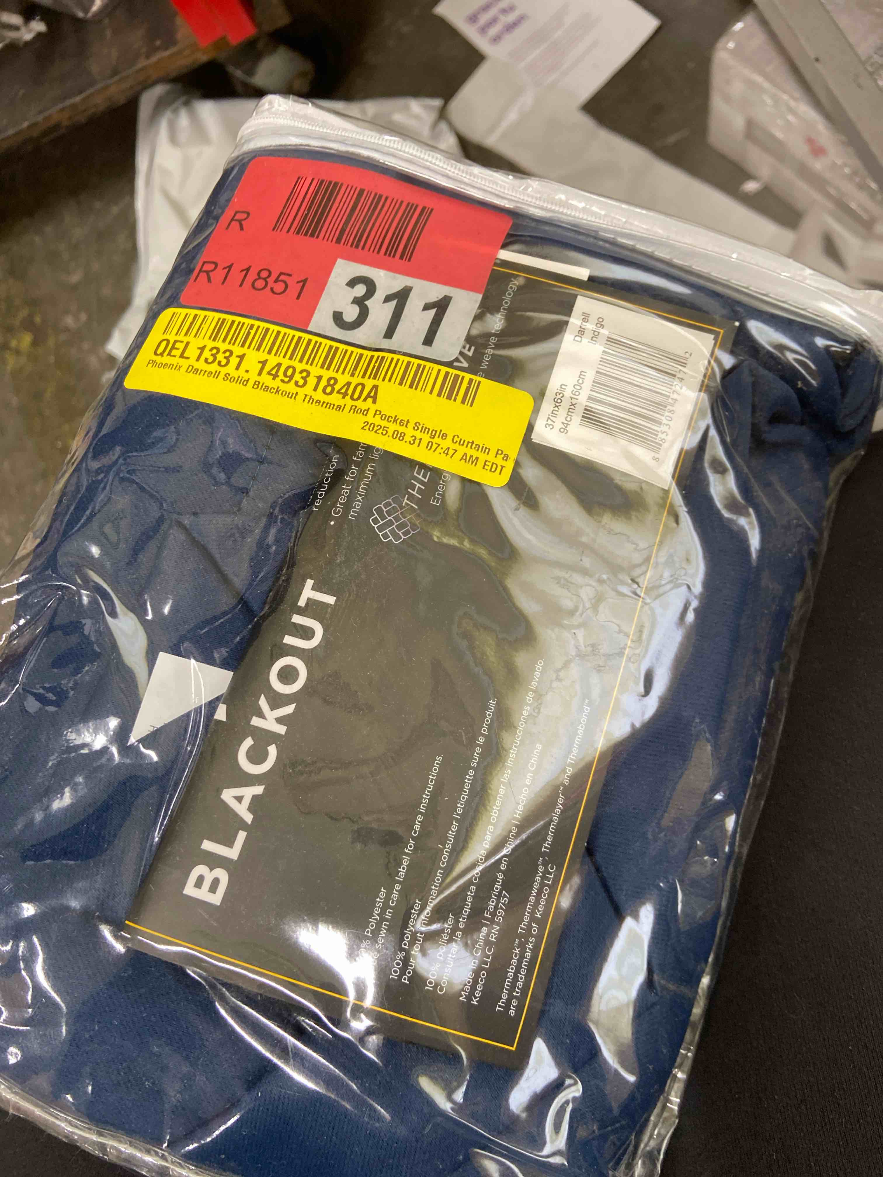 Condition photo showing New/Like New for eclipse blackout curtains for bedroom-darrell 37" x 63" insulated darkening single panel rod pocket window treatment living room, indigo