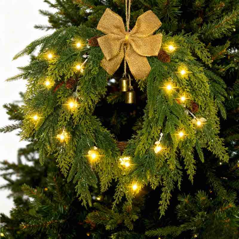 Simple Christmas Norfolk Wreaths With Led Lights