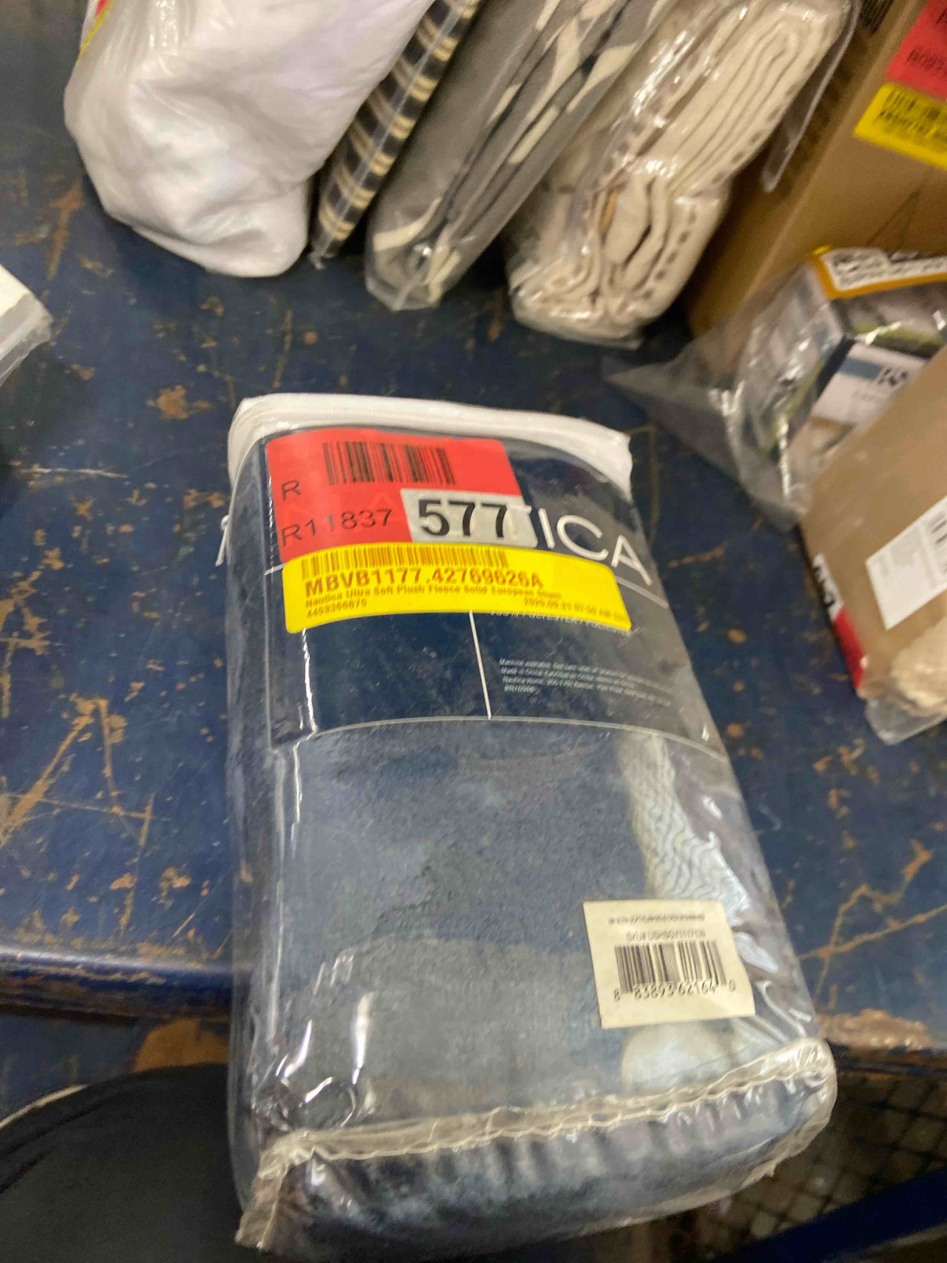 Condition photo showing New/Like New for nautica euro sham soft fleece bedding with zipper closure, stylish home decor & dorm room essentials, 26" x 26", navy 26" x 26" navy