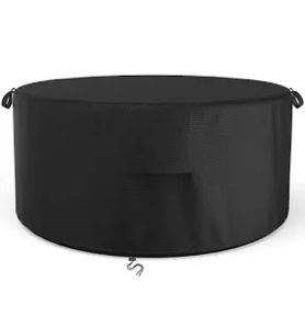 Patio Round Fire Pit Cover, Heavy - Duty Full Coverage Cover, Black