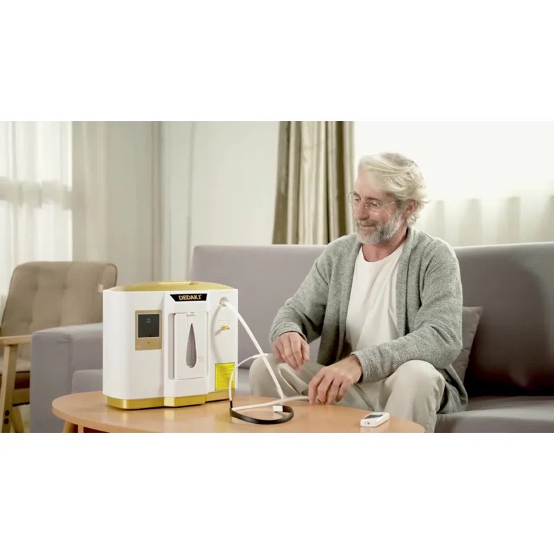 ELEOPTION Home Use Portable Oxygen Generator offers a maximum oxygen flow rate of 7L/min and a concentration of up to 93%. Choose from ear hanging oxygen or nose suction methods, oxygen mask not included