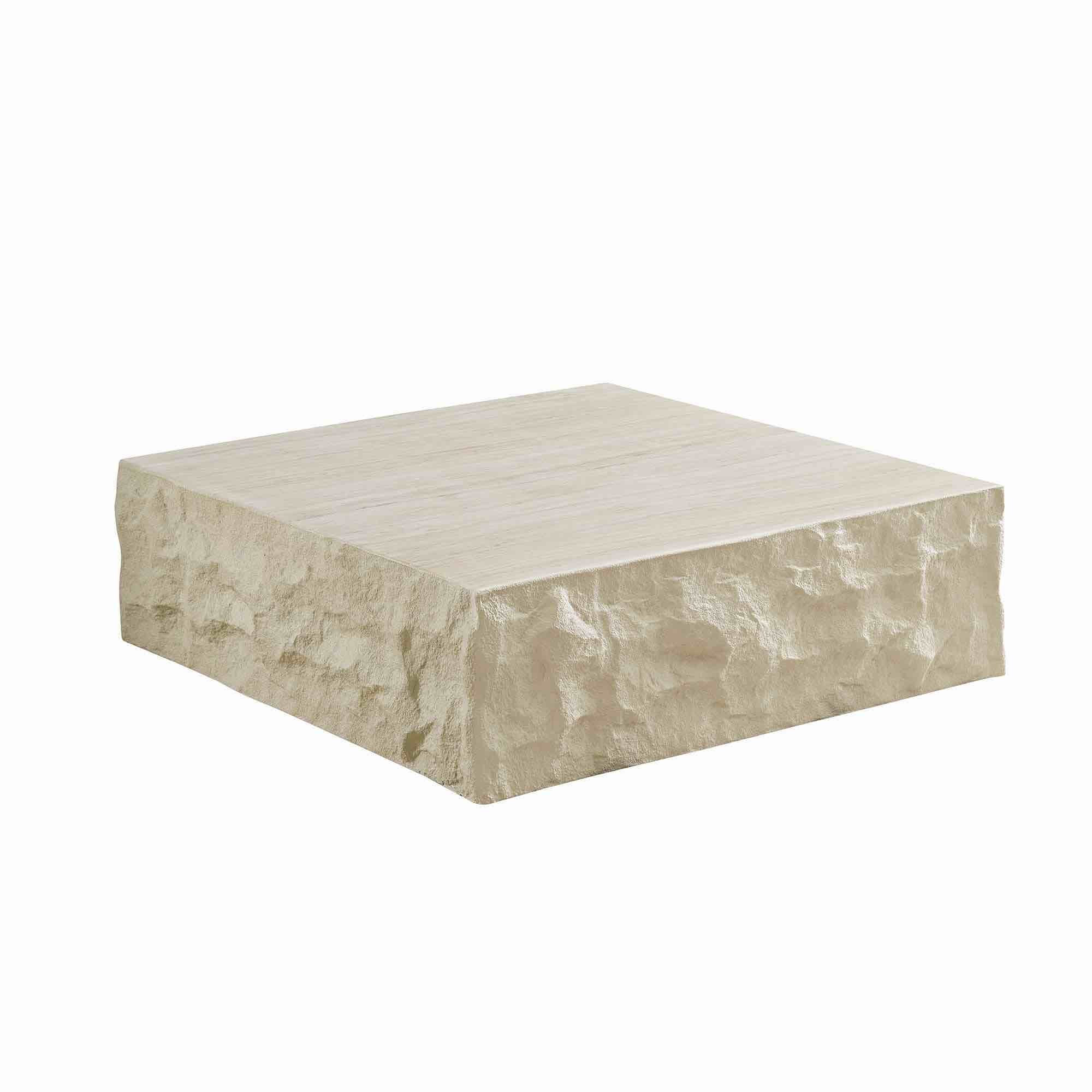 35.43" Fiberglass Center Coffee Table, White Stone Table with Stone Marbling Top, Assembled Length (in.)  35.43  Assembled Width (in.)  35.43  Assembled Height (in.)  12.20