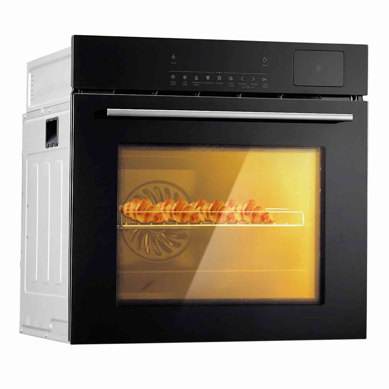 Garvee 24 Inch 70L Convection Oven, Touch Control, 3D Heating,3000W. Small dent in back, needs chord to be wired in. Interior brand new 
