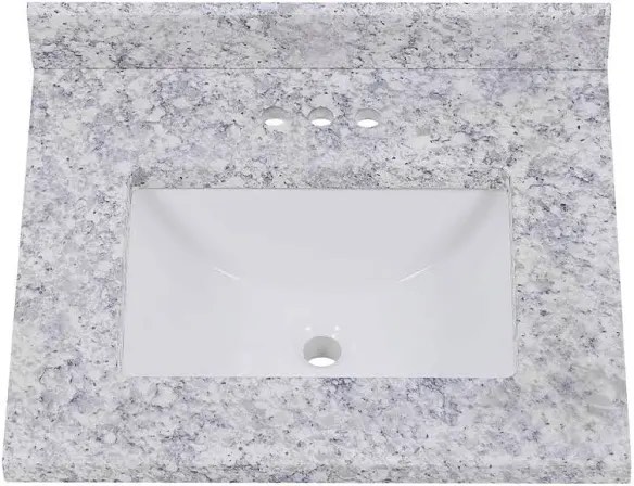 Design House 31-in x 22-in Kashmir White Granite Undermount Single Sink Top- Has some cracks, can be fixed with epoxy solution