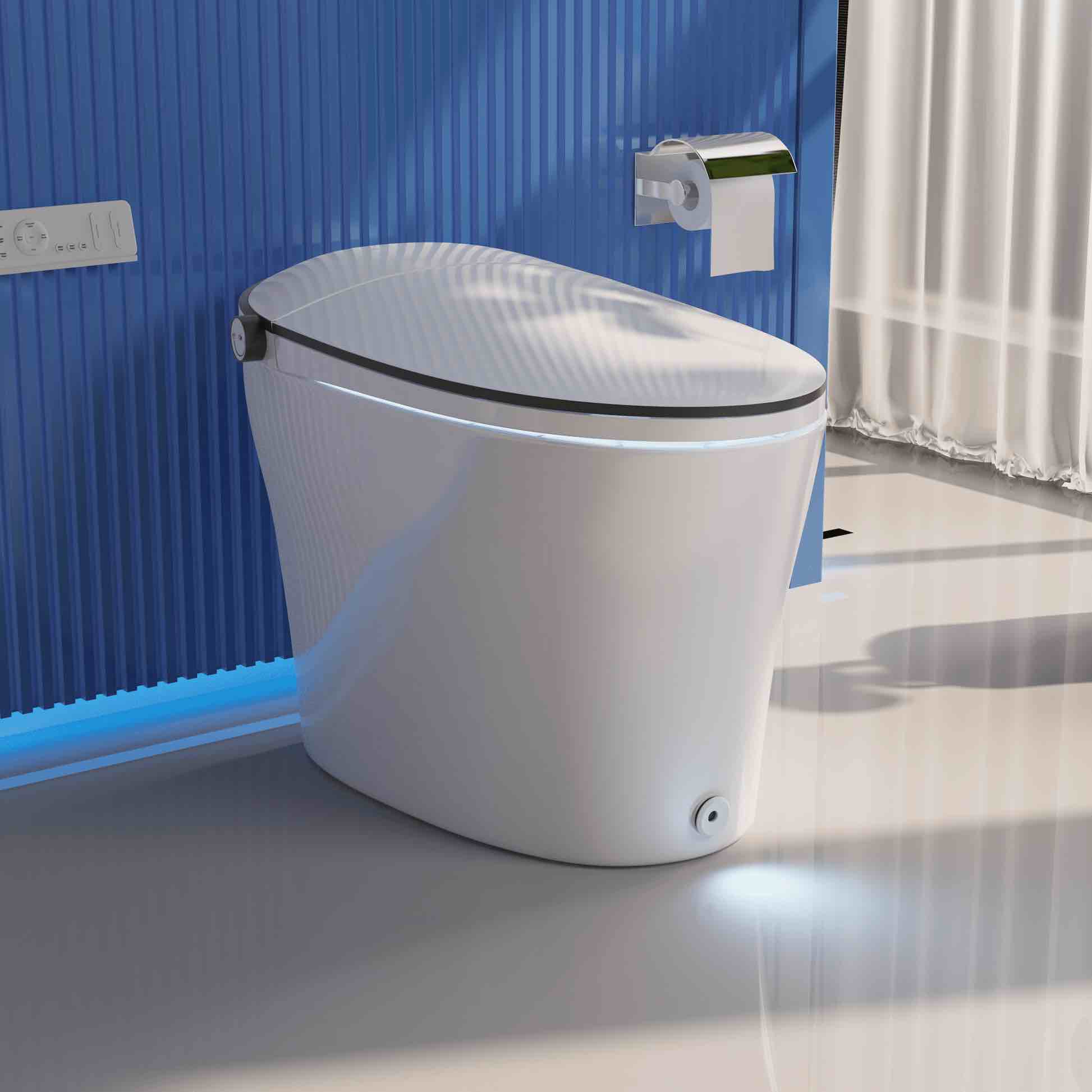 DeerValley Smart Toilet Quiet-Closed Heated Seat Sensor Auto, Foot Kick & Blackout Flush, Night Light,DV-1S0019/V1/V3 (very slight scratch on lid edge)