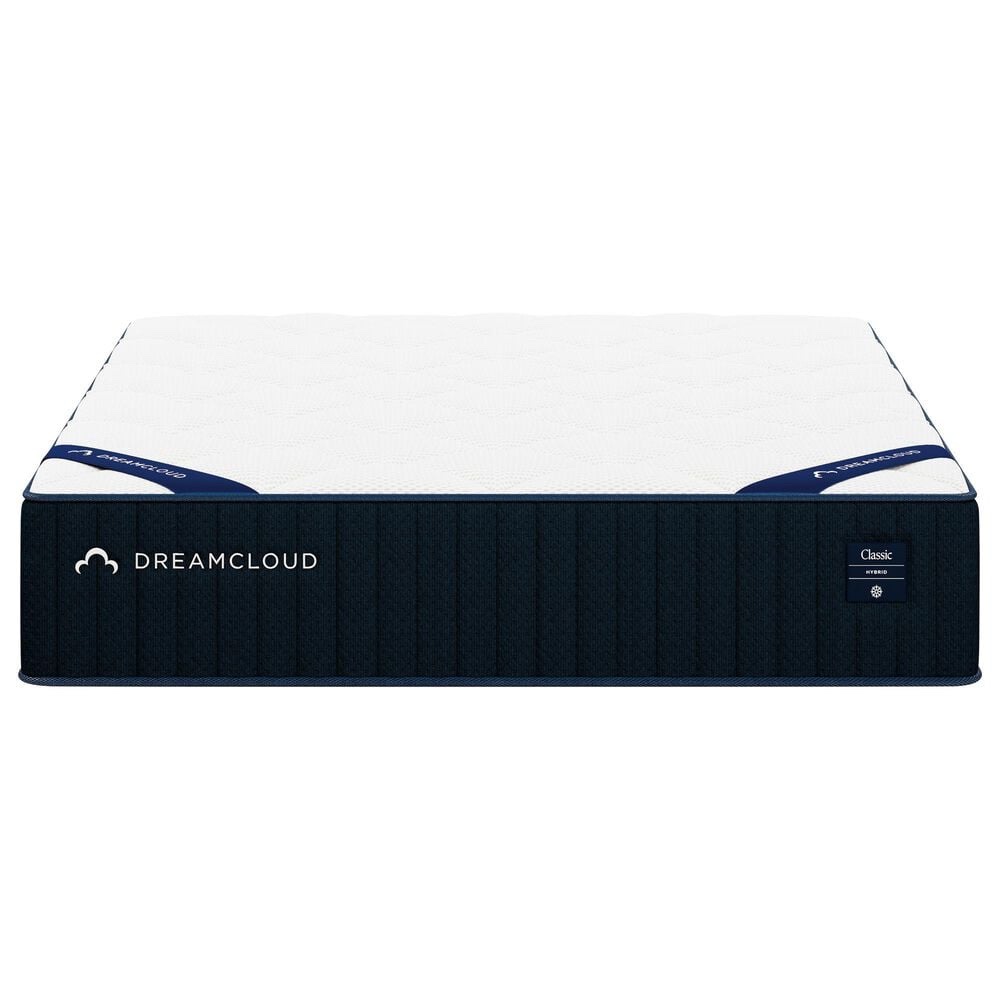 DreamCloud Hybrid Classic 4.0 Medium Queen Mattress with cloud quilt cover, memory foam, contouring relief, and motion-isolating innerspring coils