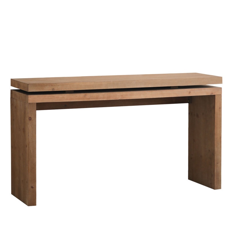 Millwood Pines Arwah 58'' Console Table with a Rustic finish and double board suspension design