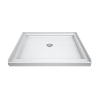 DreamLine SlimLine 42-in W x 42-in L Center White Single Threshold Square Shower Pan Base with 2.75-in H Threshold, Small chip in corner that can be fixed otherwise brand new 