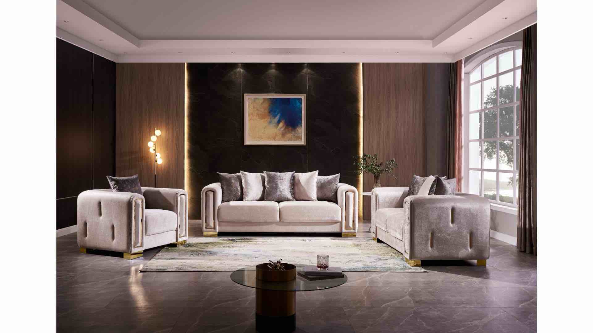 3 Piece Luxury Velvet Sofa Set, Brand New Top Dollar, (Row 17)