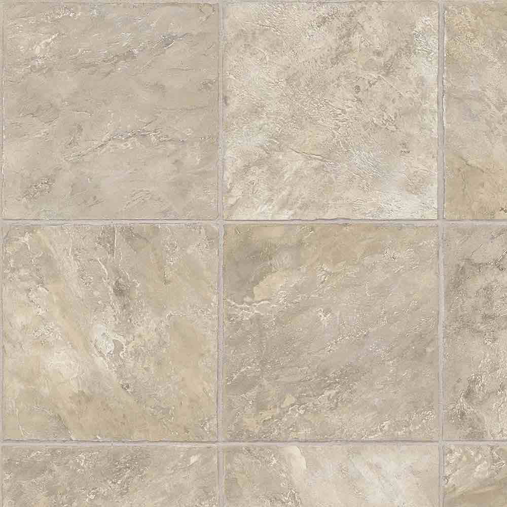 Portico Vinyl Sheet Flooring, Stevenson Cool Sands Beige Concrete Tile Design, 12” Long, at least 30” Wide