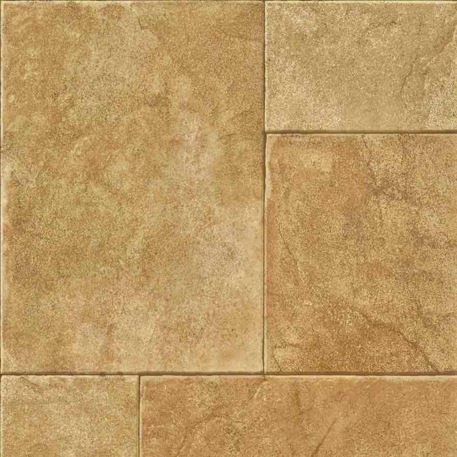 Armstrong Vinyl Sheet Flooring Roll, Penrose Point Gallant Gold Stone Tile Design, 12” Long, at least 30” Wide